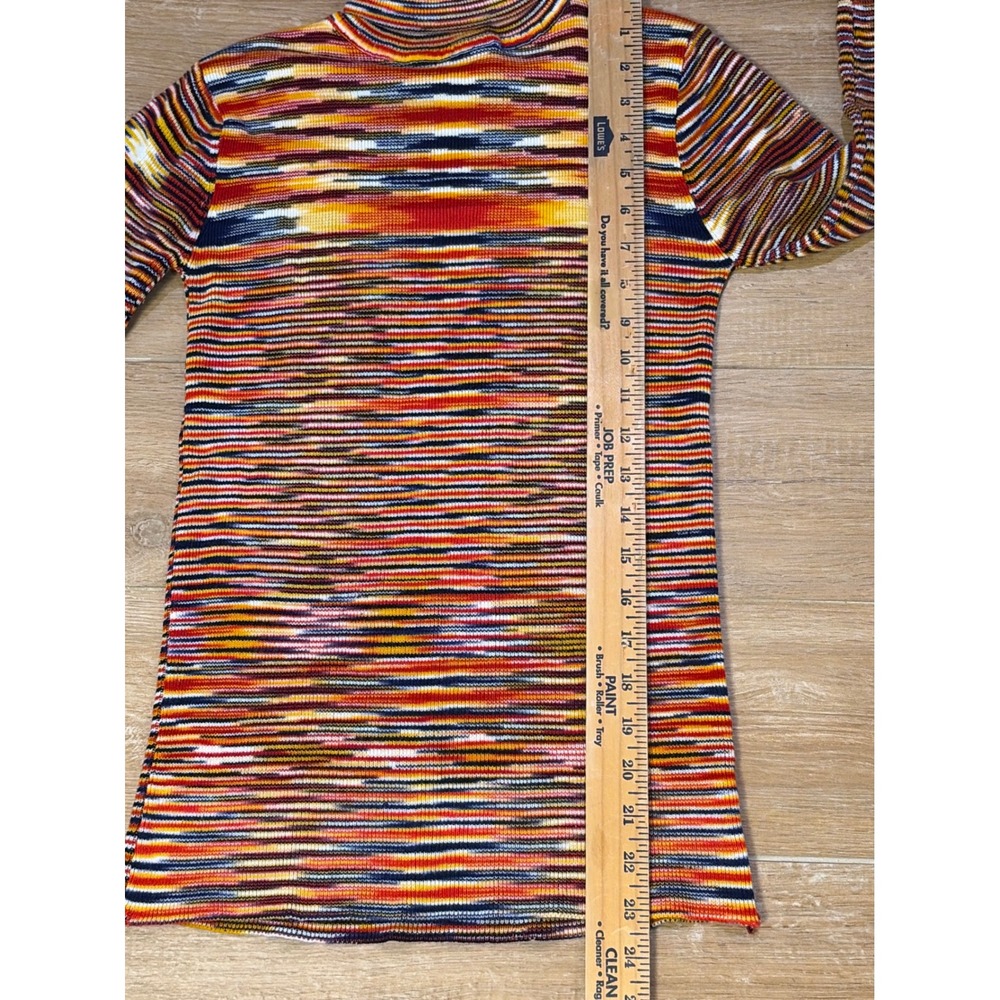 Vintage Collage Space Dye Turtleneck Sweater Multicolor Striped Acrylic Knit Am - Picture 6 of 8